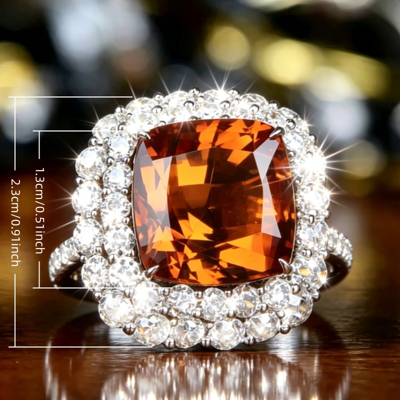 Retro Luxury Inlay Shiny Zirconia Wide Ring, Elegant Design